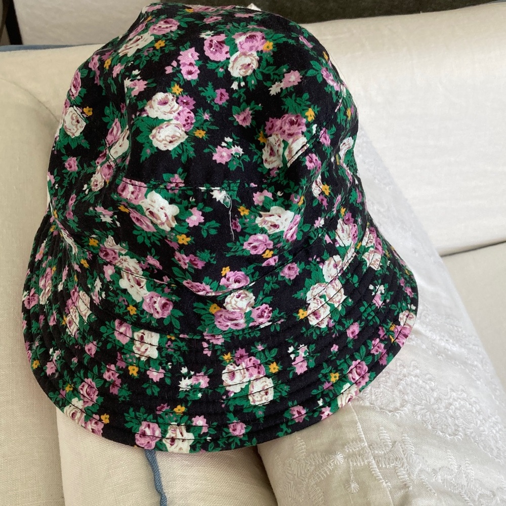 Clare V Black and Pink Floral Bucket Hat